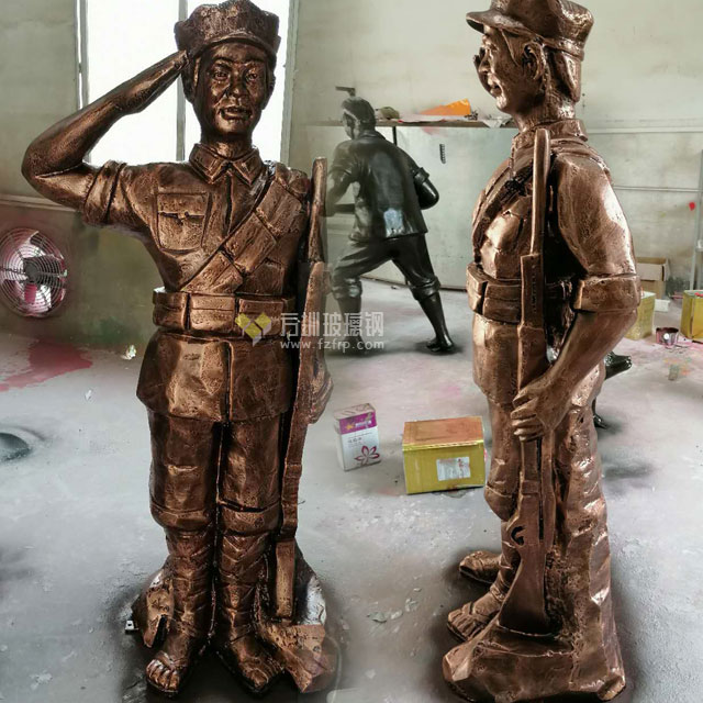 廣東平遠玻璃鋼紅軍戰士仿銅人物雕塑弘揚軍民魚水情