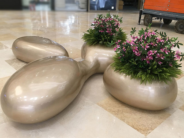清遠玻璃鋼鵝卵石花盆坐凳